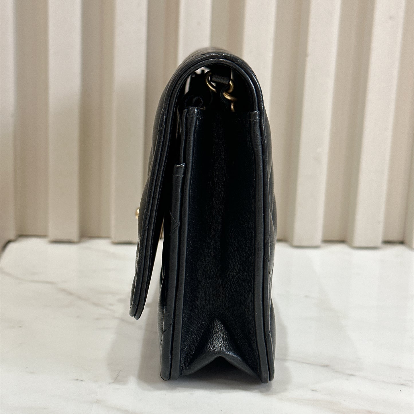 Chanel Turn Lock CC WOC Pearl Crush in Black GHW