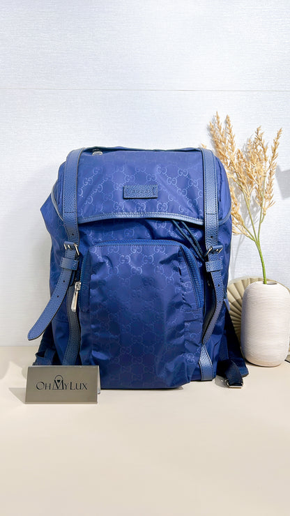 Gucci Monogram Nylon Backpack in Blue