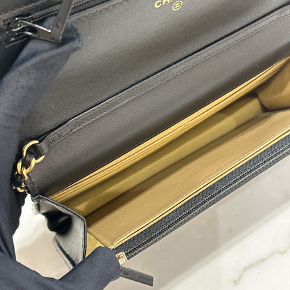 Chanel Turn Lock CC WOC Pearl Crush in Black GHW