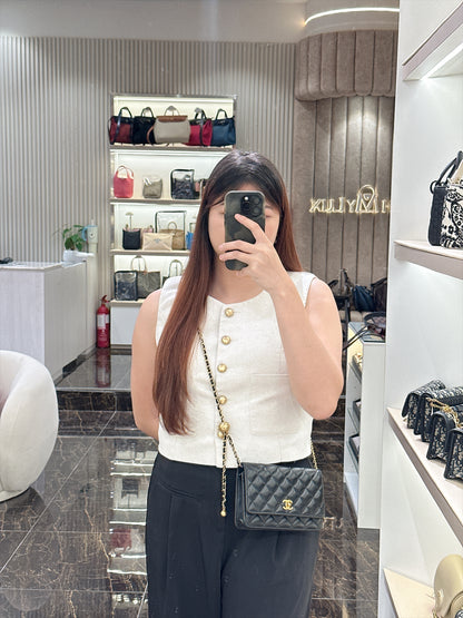 Chanel Turn Lock CC WOC Pearl Crush in Black GHW
