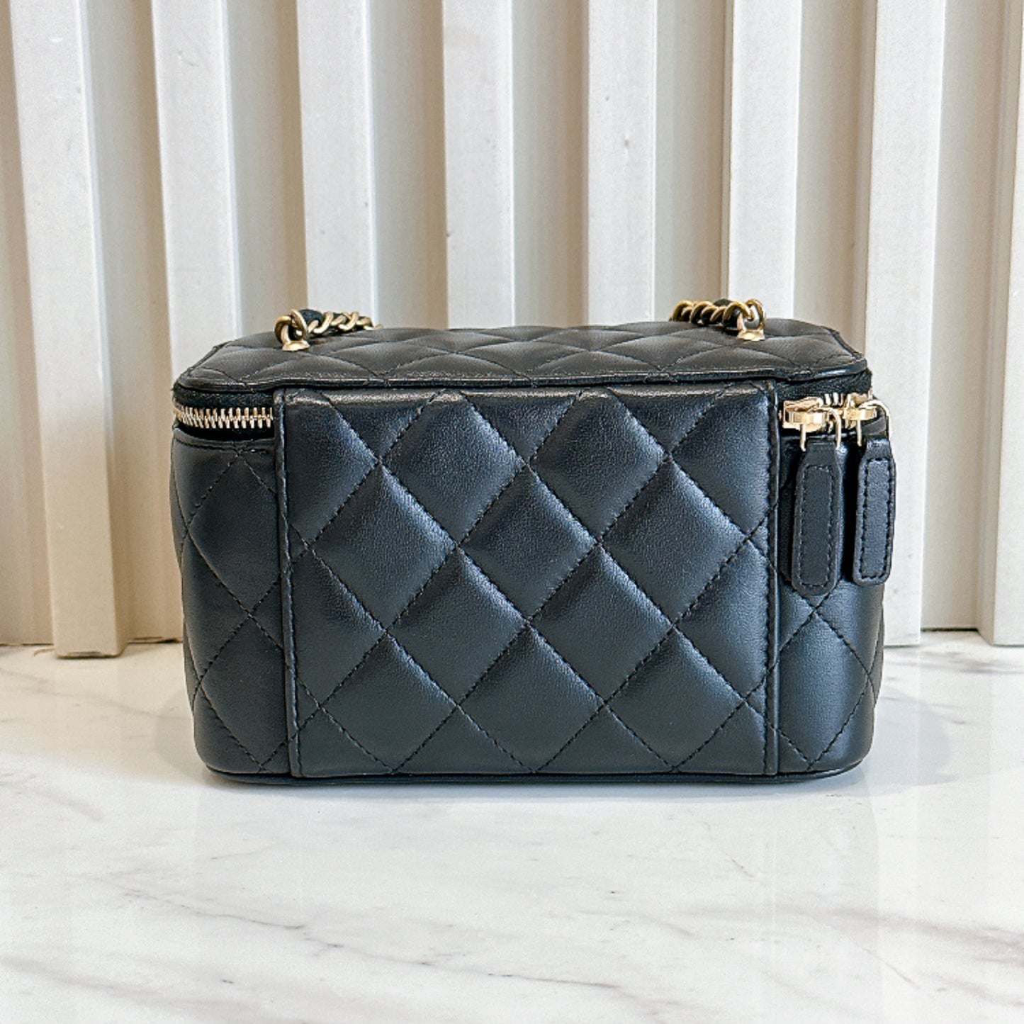 Chanel Vanity Case Black With Pearl Crush