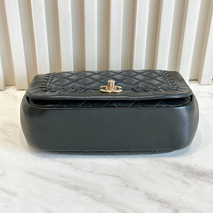 Chanel CC Braided Saddle Flap in Quilted Lambskin
