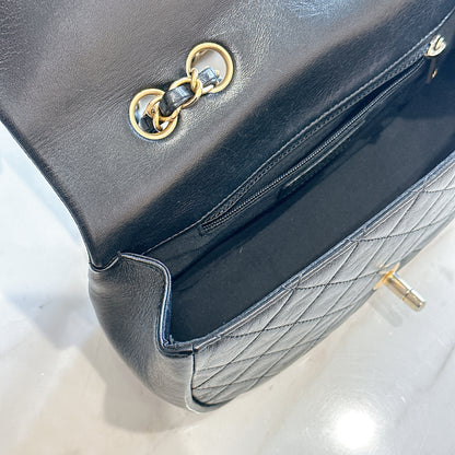 Chanel CC Braided Saddle Flap in Quilted Lambskin