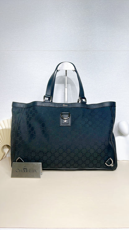 Gucci Black GG Canvas Abbey D-Ring Tote Bag