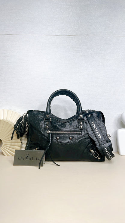 Balenciaga Le City Small In Black Arena Lambskin