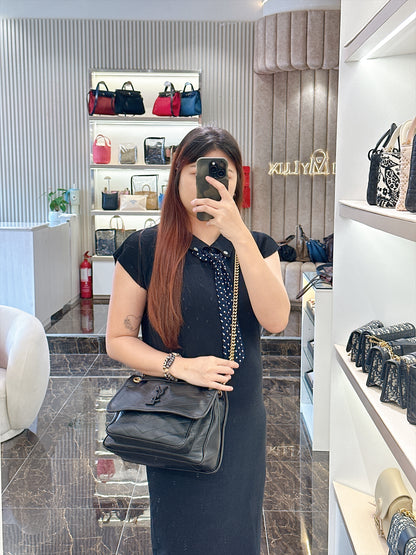 YSL Niki Medium in Black Lambskin