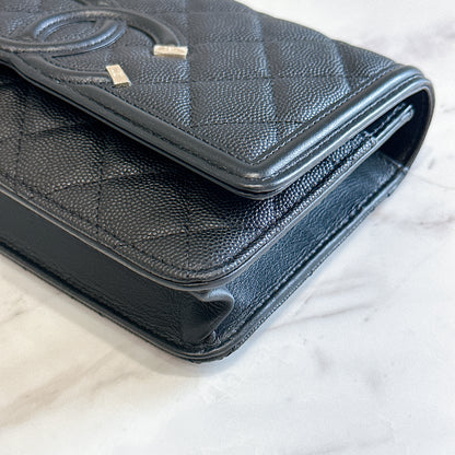 Chanel Filigree Chain Wallet in Black