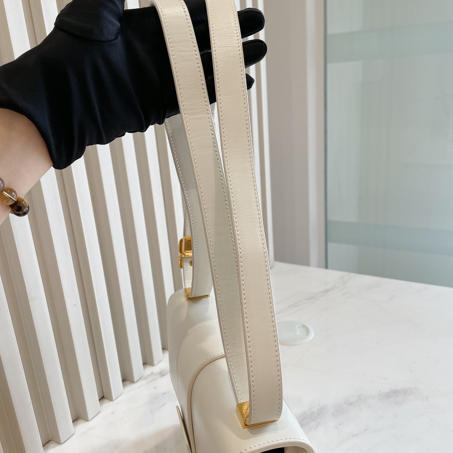 Dior Montaigne 30 Leather Strap in White