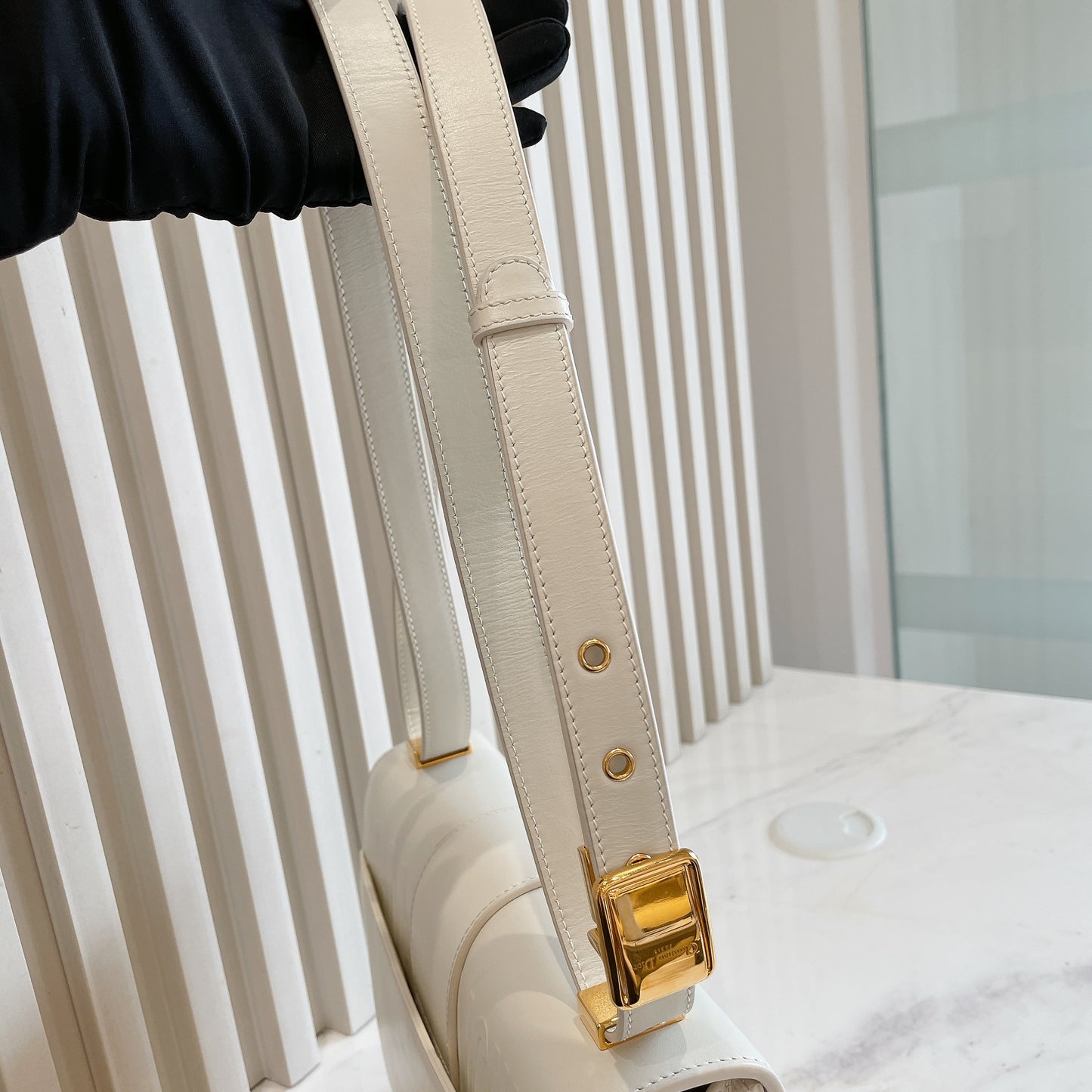 Dior Montaigne 30 Leather Strap in White