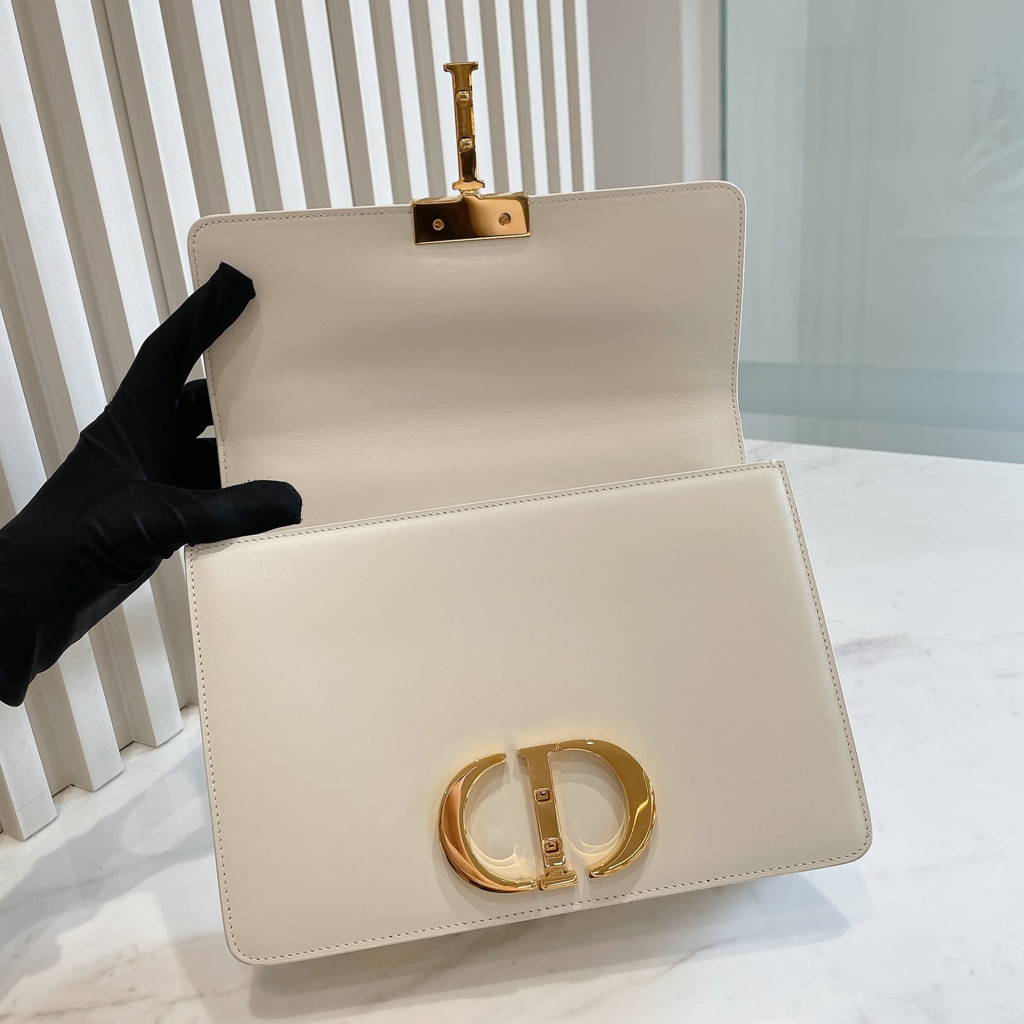 Dior Montaigne 30 Leather Strap in White