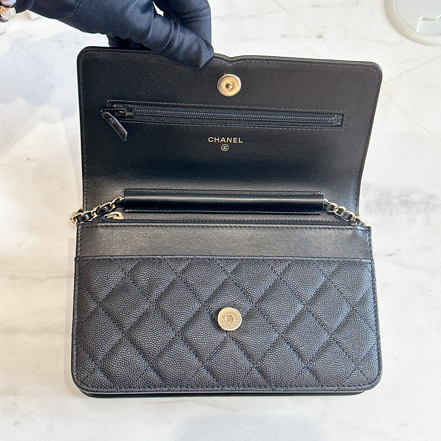 Chanel Filigree Chain Wallet in Black