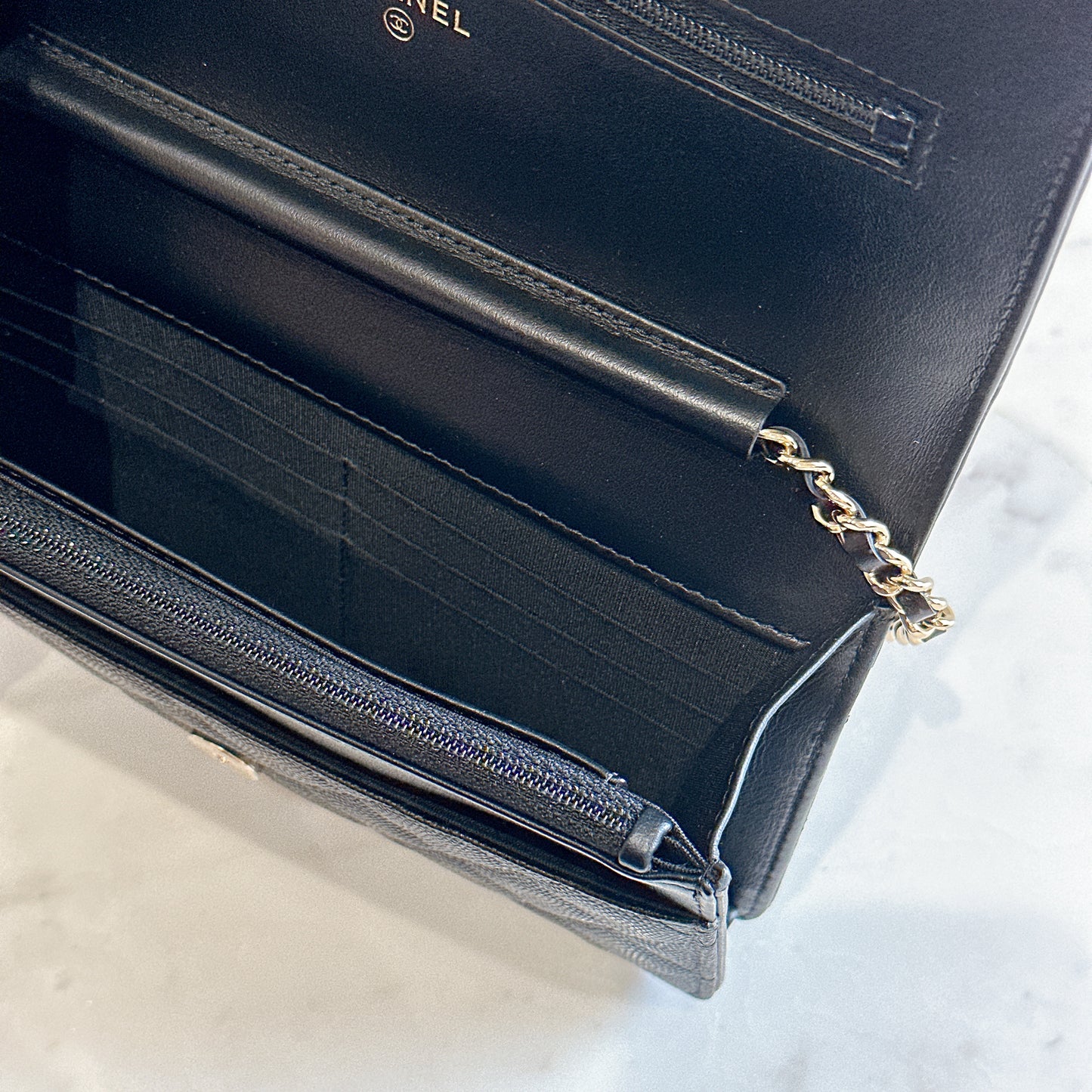 Chanel Filigree Chain Wallet in Black