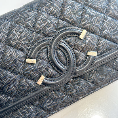 Chanel Filigree Chain Wallet in Black
