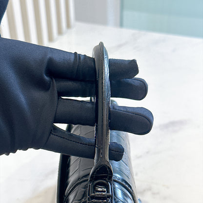 Balenciaga Hourglass XS in Black Crocodile Embossed