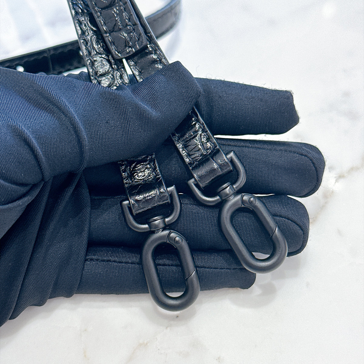 Balenciaga Hourglass XS in Black Crocodile Embossed