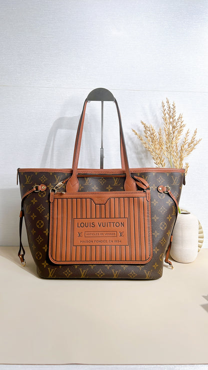 LV Neverfull Inside Out MM in Tan