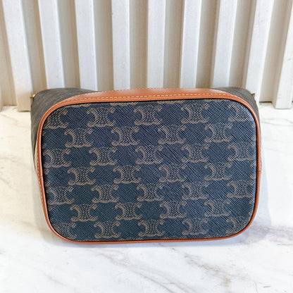 Celine Small Bucket In Triomphe Canvas And Calfskin