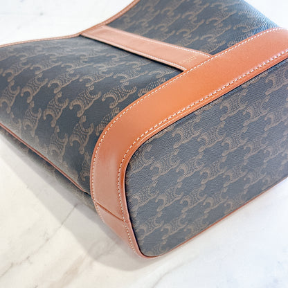 Celine Small Bucket In Triomphe Canvas And Calfskin