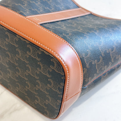 Celine Small Bucket In Triomphe Canvas And Calfskin