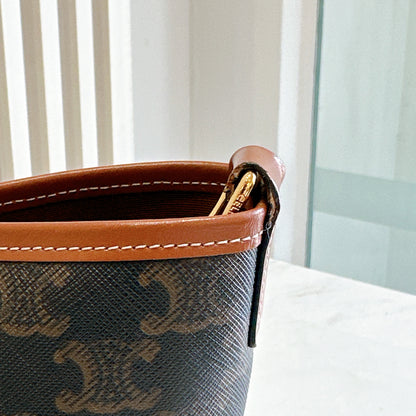 Celine Small Bucket In Triomphe Canvas And Calfskin
