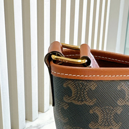 Celine Small Bucket In Triomphe Canvas And Calfskin