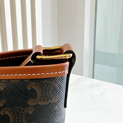 Celine Small Bucket In Triomphe Canvas And Calfskin