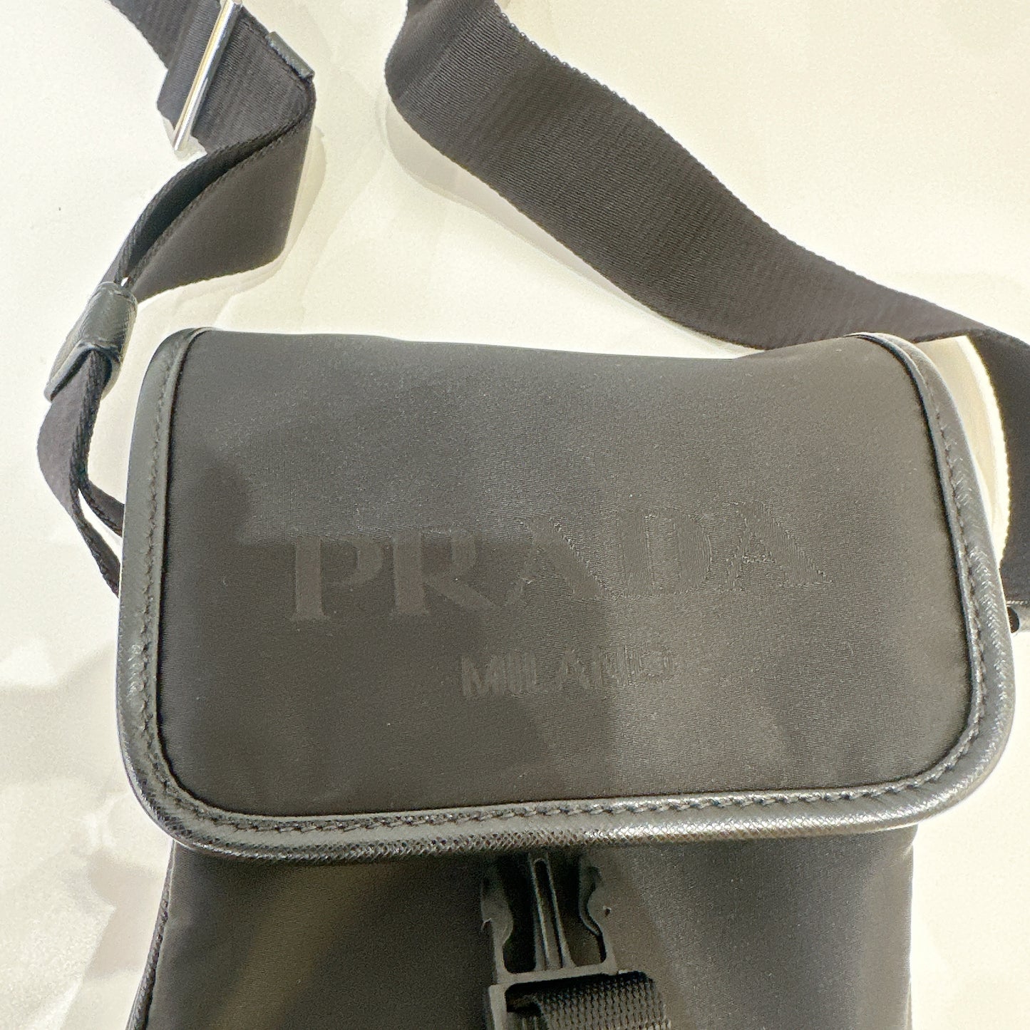 Prada Re Nylon Flap Messenger Crossbody