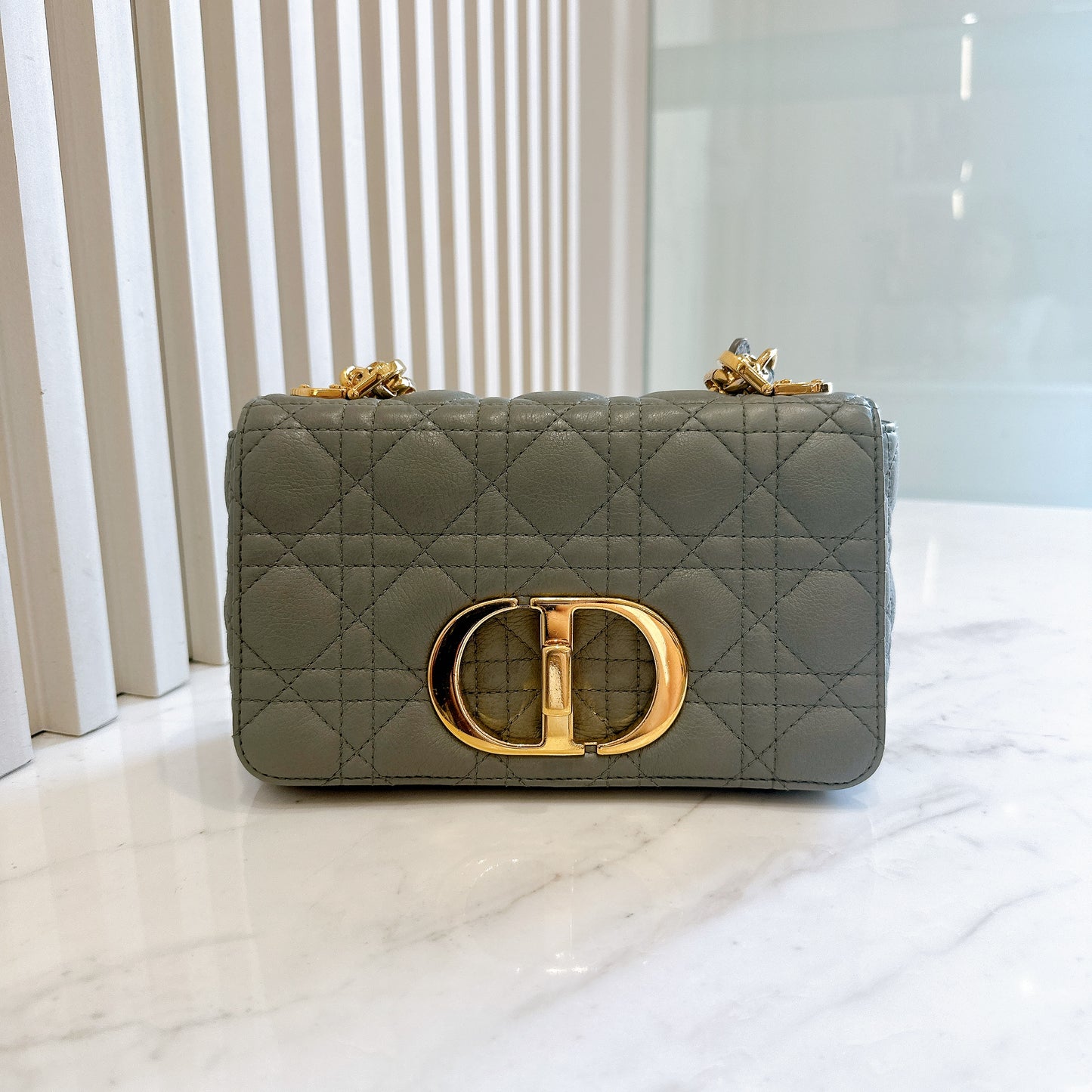 Dior Small Caro Cannage Calfskin in Light Blue