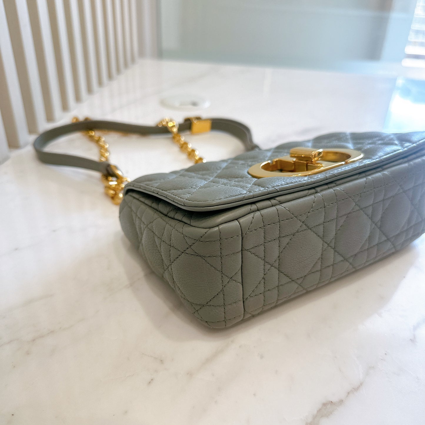 Dior Small Caro Cannage Calfskin in Light Blue