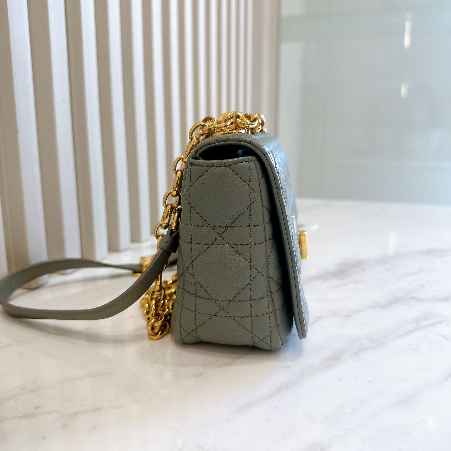 Dior Small Caro Cannage Calfskin in Light Blue