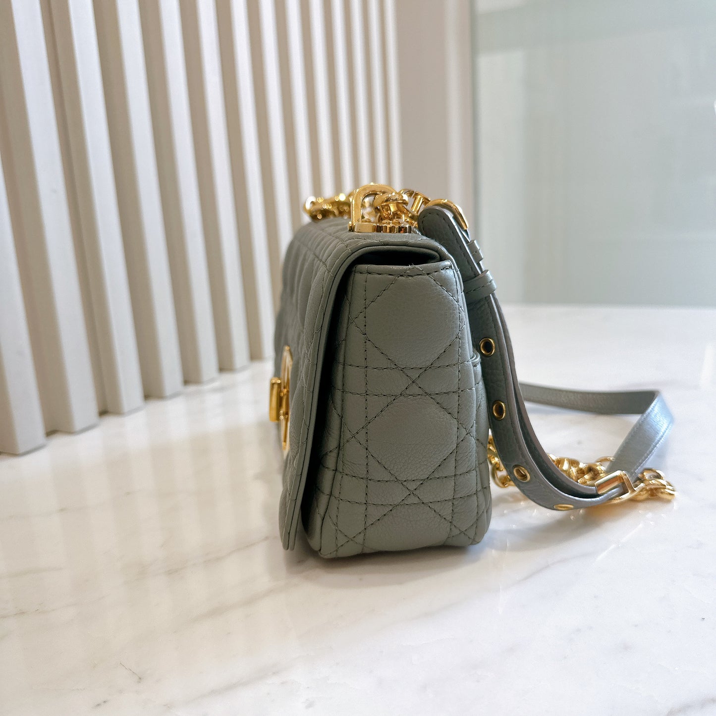 Dior Small Caro Cannage Calfskin in Light Blue