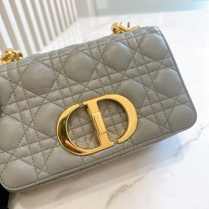 Dior Small Caro Cannage Calfskin in Light Blue