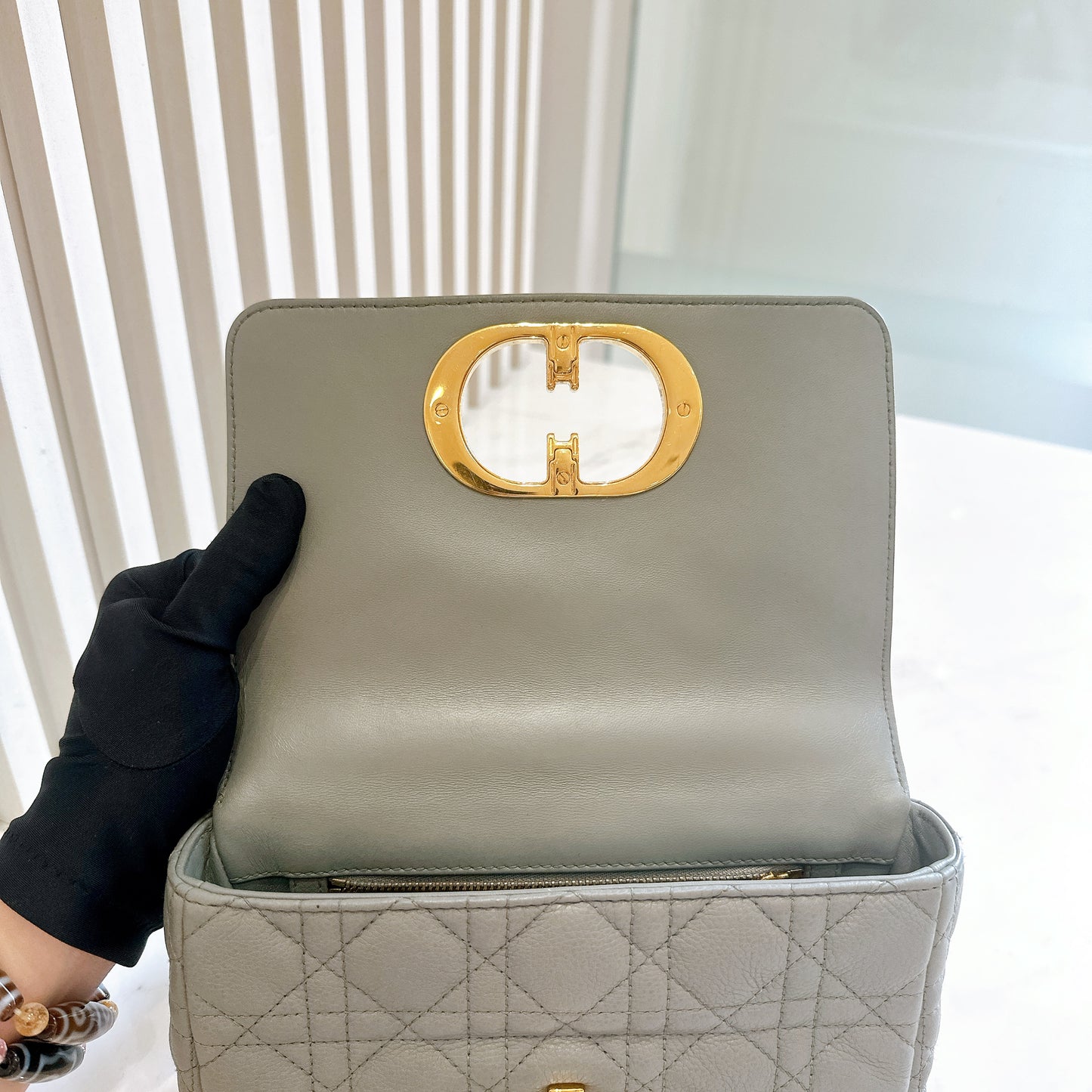 Dior Small Caro Cannage Calfskin in Light Blue