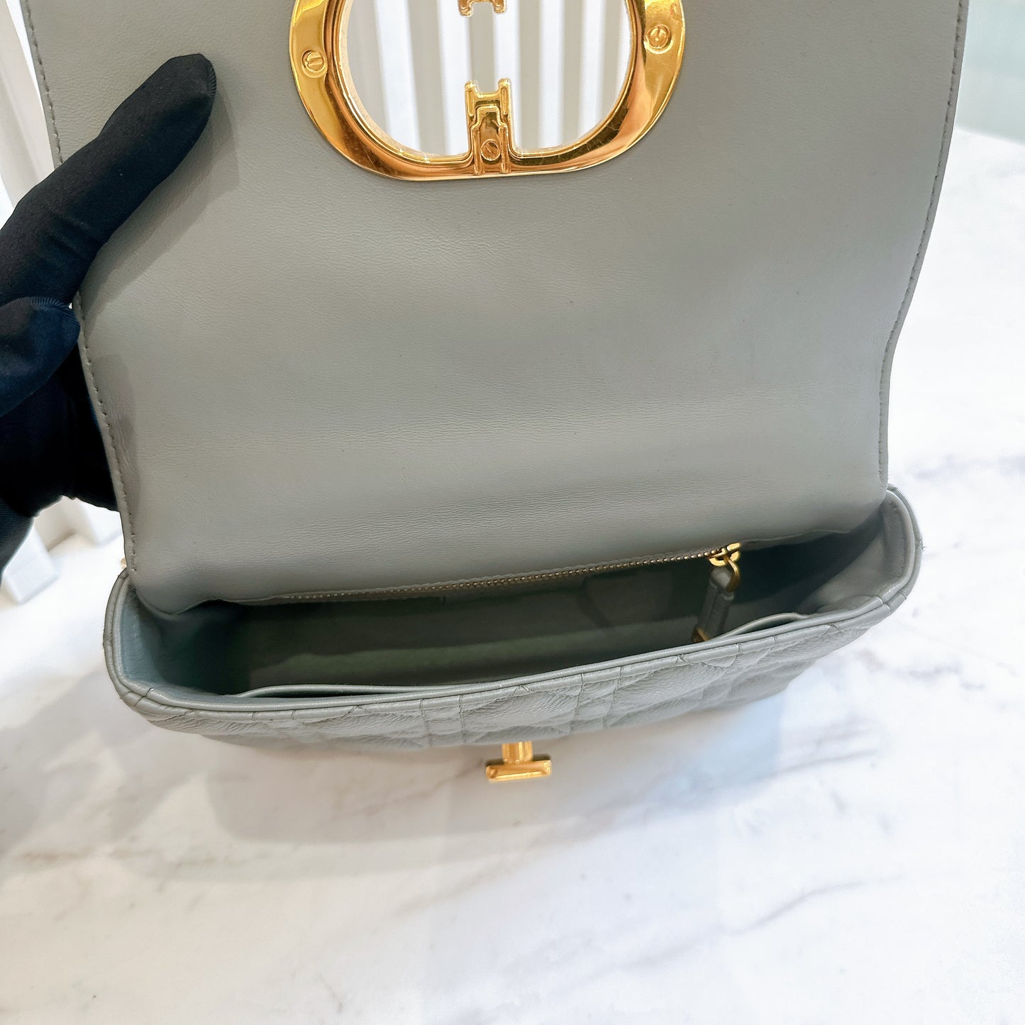 Dior Small Caro Cannage Calfskin in Light Blue