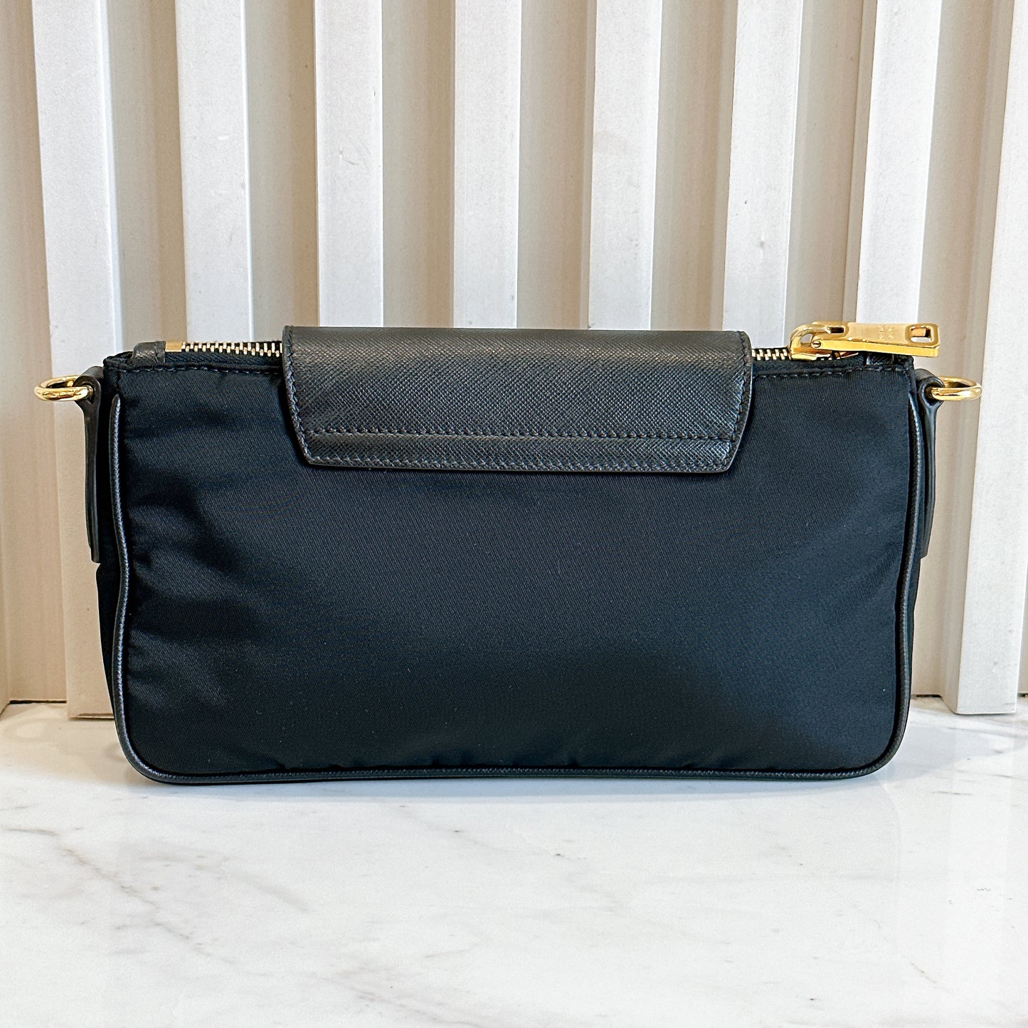 Prada Black Tessuto Nylon and Saffiano Sling Bag