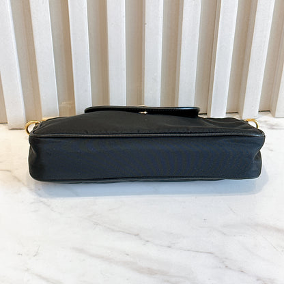 Prada Black Tessuto Nylon and Saffiano Sling Bag