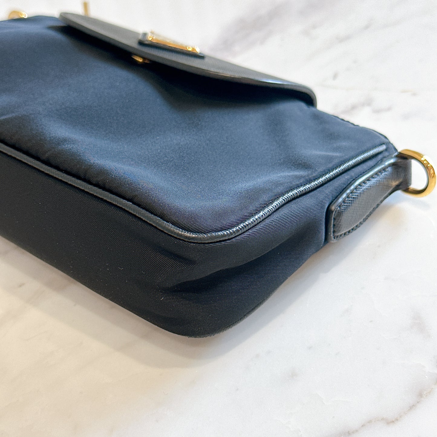 Prada Black Tessuto Nylon and Saffiano Sling Bag