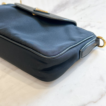 Prada Black Tessuto Nylon and Saffiano Sling Bag