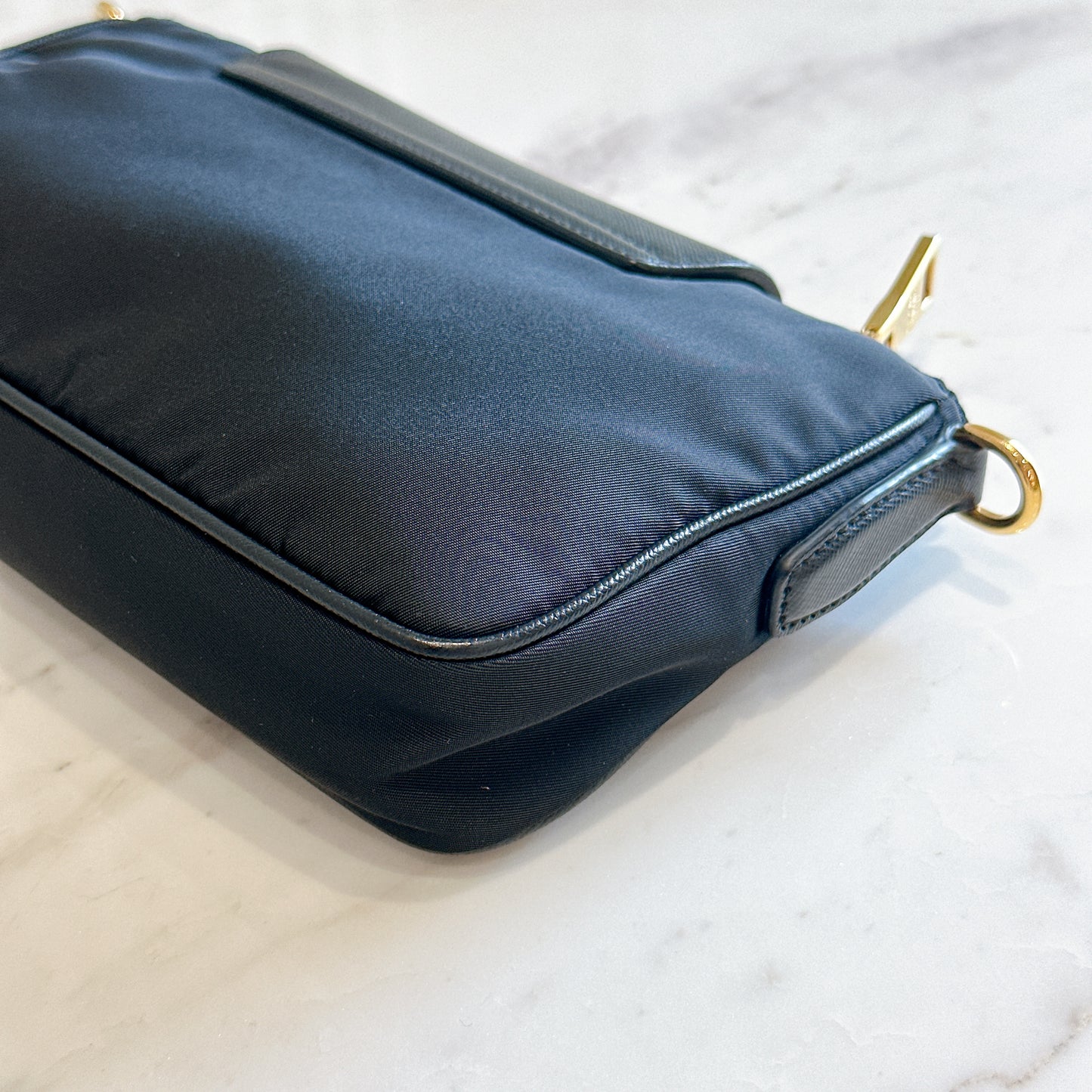Prada Black Tessuto Nylon and Saffiano Sling Bag