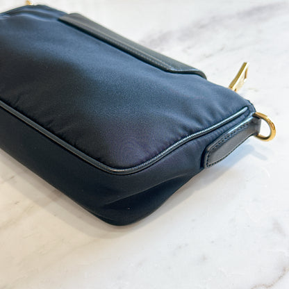 Prada Black Tessuto Nylon and Saffiano Sling Bag