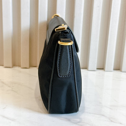 Prada Black Tessuto Nylon and Saffiano Sling Bag