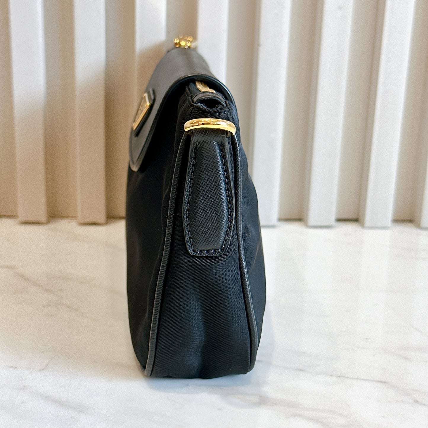 Prada Black Tessuto Nylon and Saffiano Sling Bag