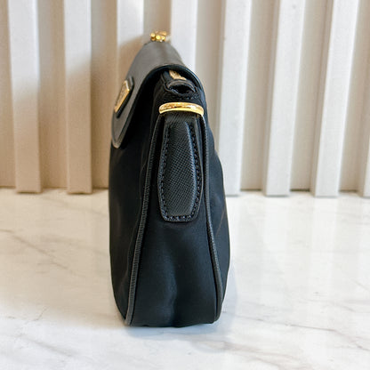 Prada Black Tessuto Nylon and Saffiano Sling Bag