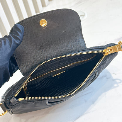 Prada Black Tessuto Nylon and Saffiano Sling Bag