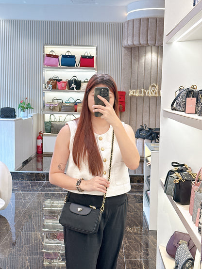 Prada Black Tessuto Nylon and Saffiano Sling Bag