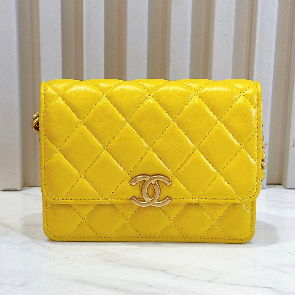 Chanel Wallet On Chain in Yellow Lambskin