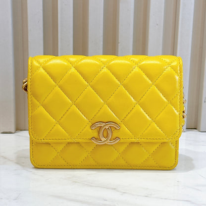 Chanel Wallet On Chain in Yellow Lambskin