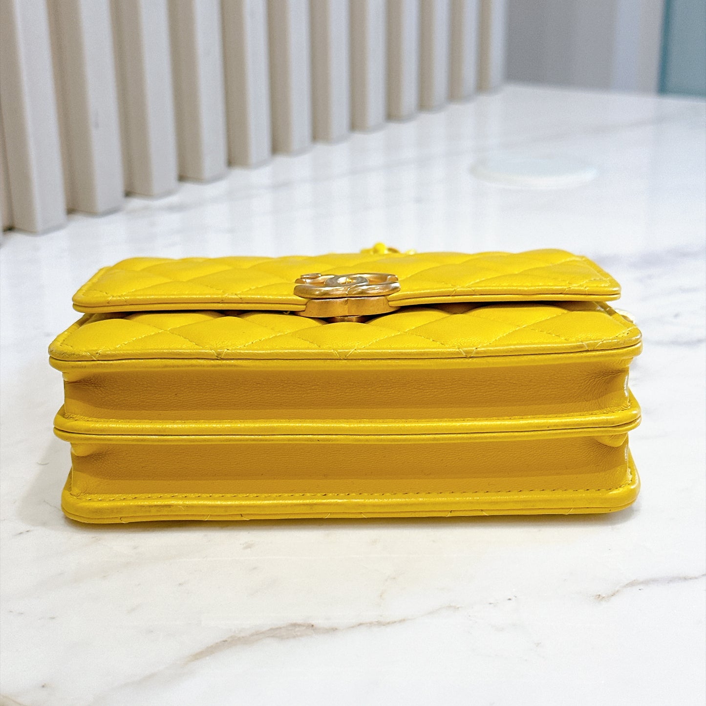 Chanel Wallet On Chain in Yellow Lambskin