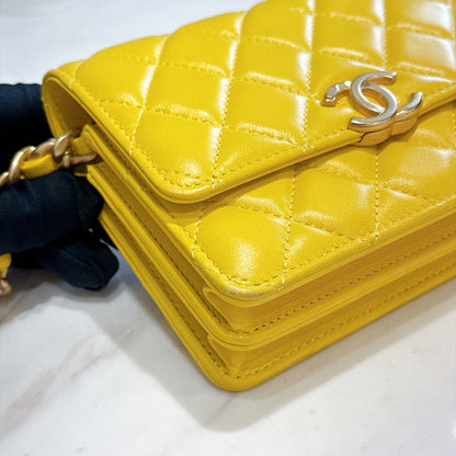 Chanel Wallet On Chain in Yellow Lambskin