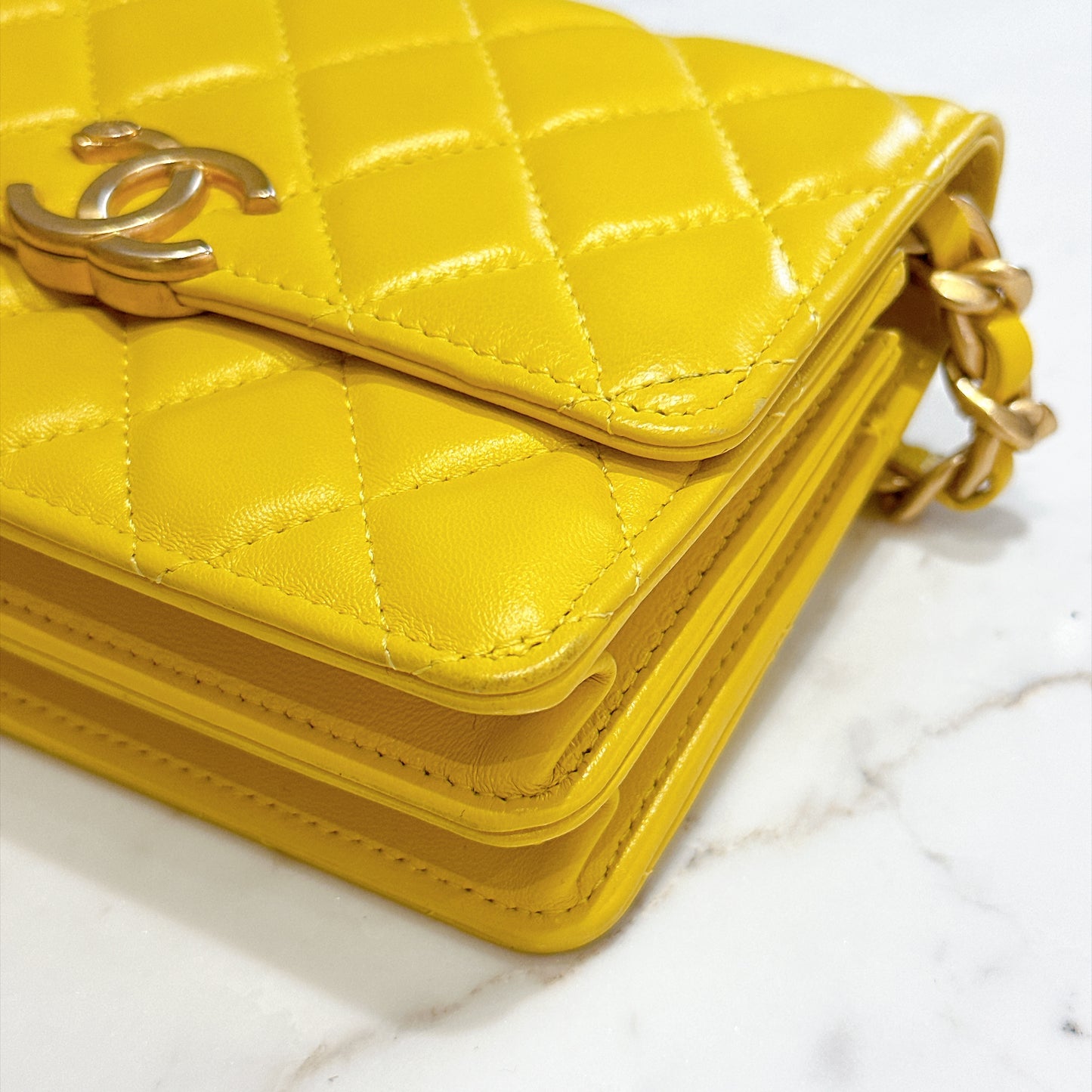 Chanel Wallet On Chain in Yellow Lambskin